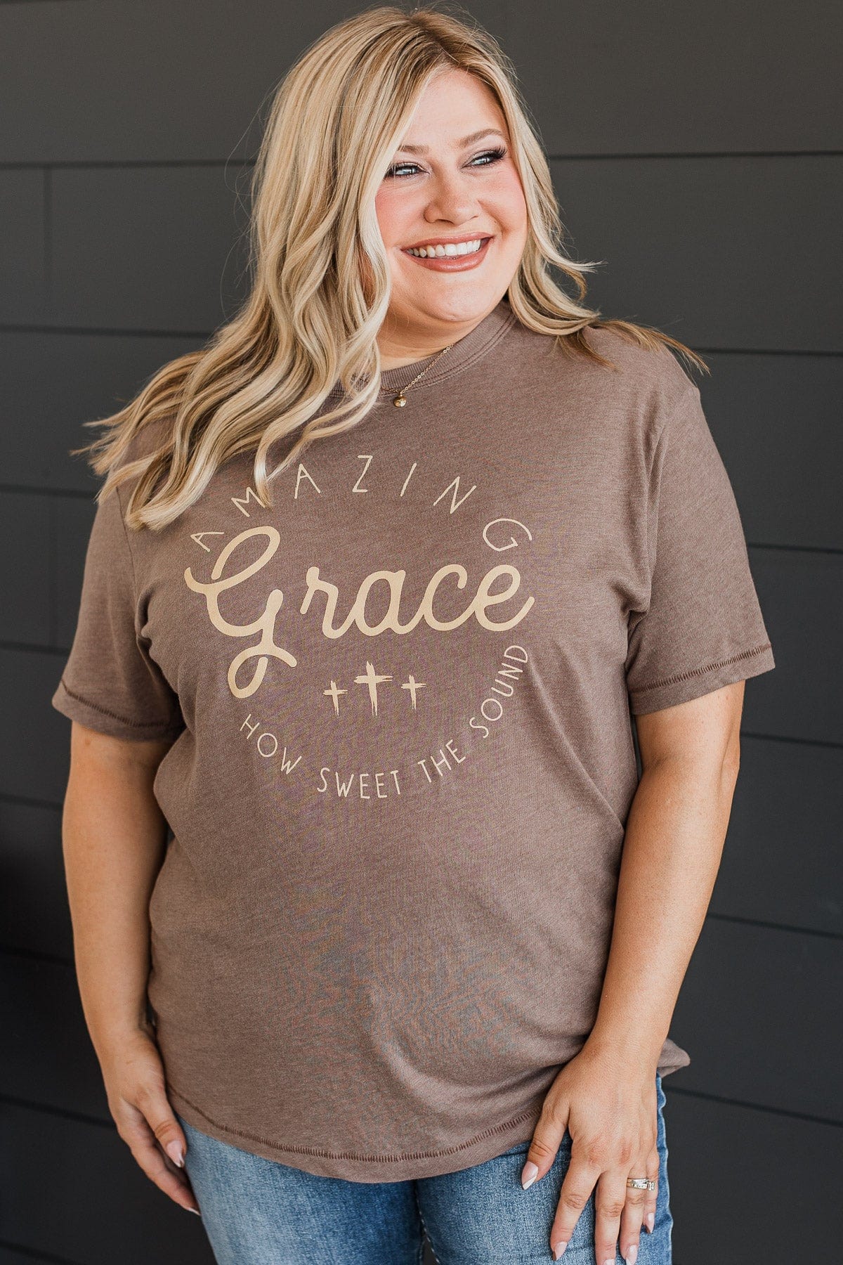 "Amazing Grace" Graphic Tee- Taupe