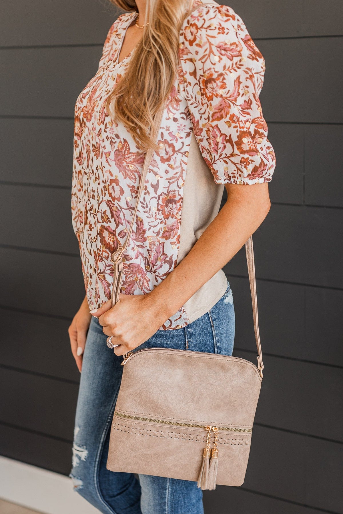 Total Hit Crossbody Purse Taupe The Pulse Boutique