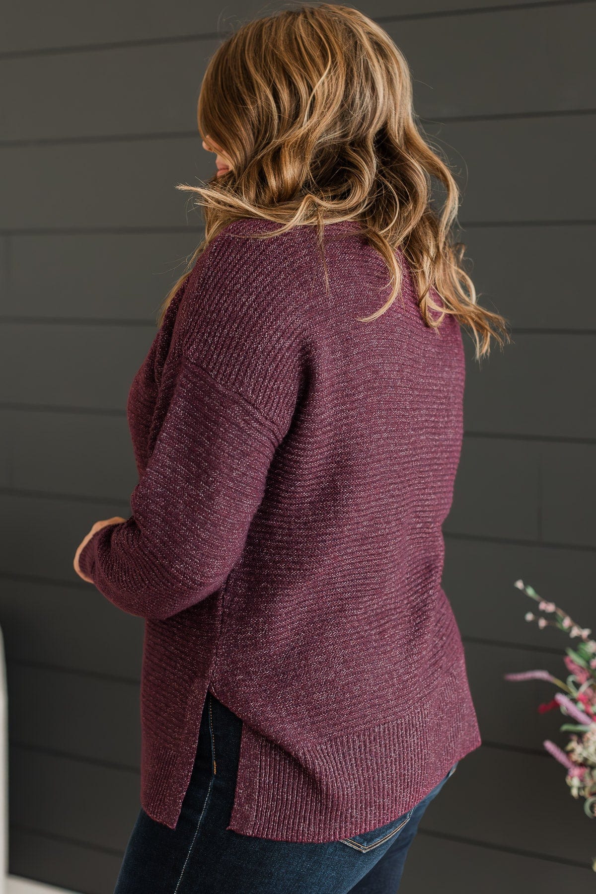 Makes Sense Knit Sweater- Dark Plum