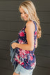 Might Be Magic Floral Tank Top- Navy