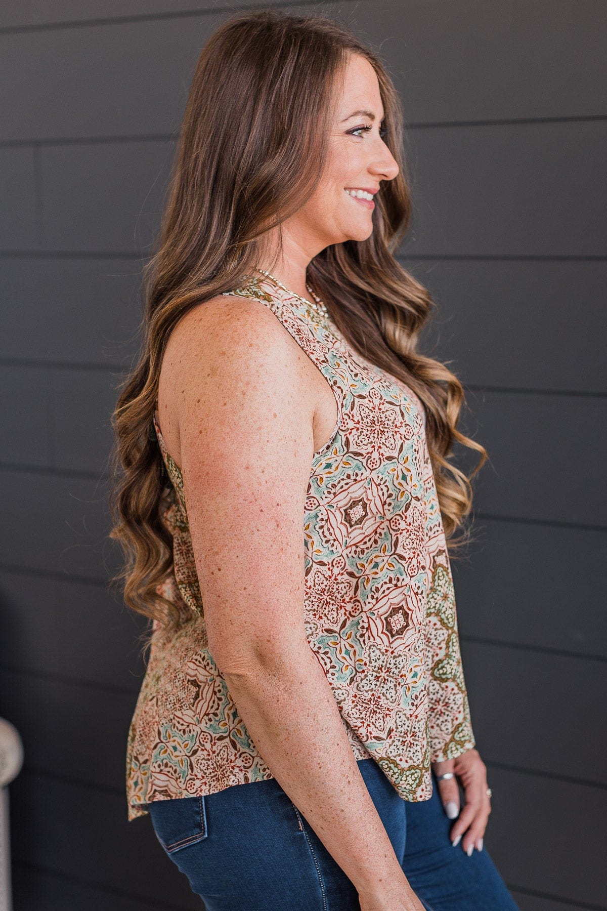 Learn To Love Floral Tank Top- Cream & Olive