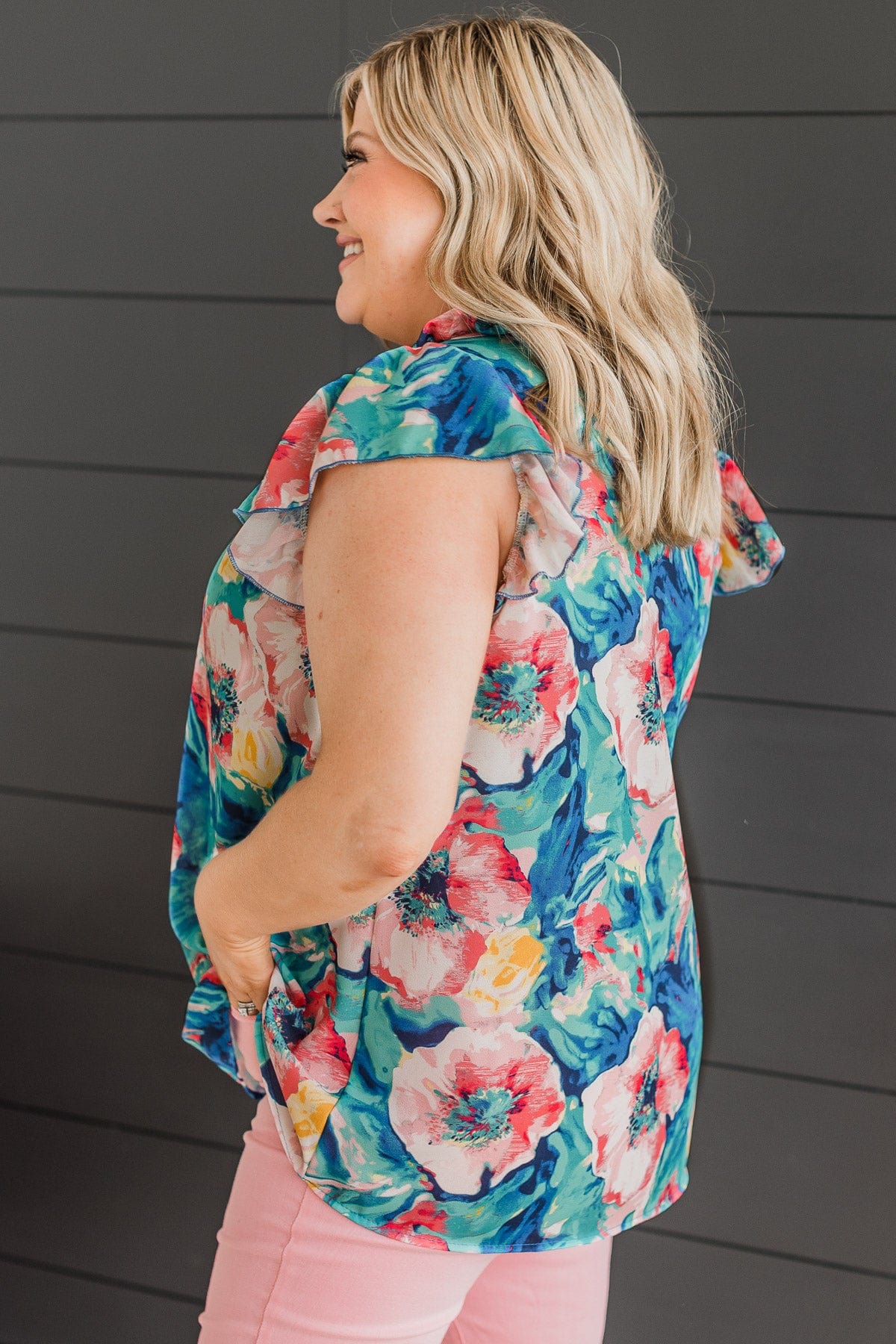Always Endearing Ruffle Top- Pink & Mint