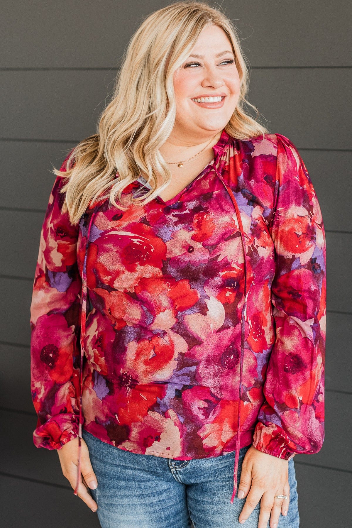 Road To Happiness Floral Blouse- Magenta