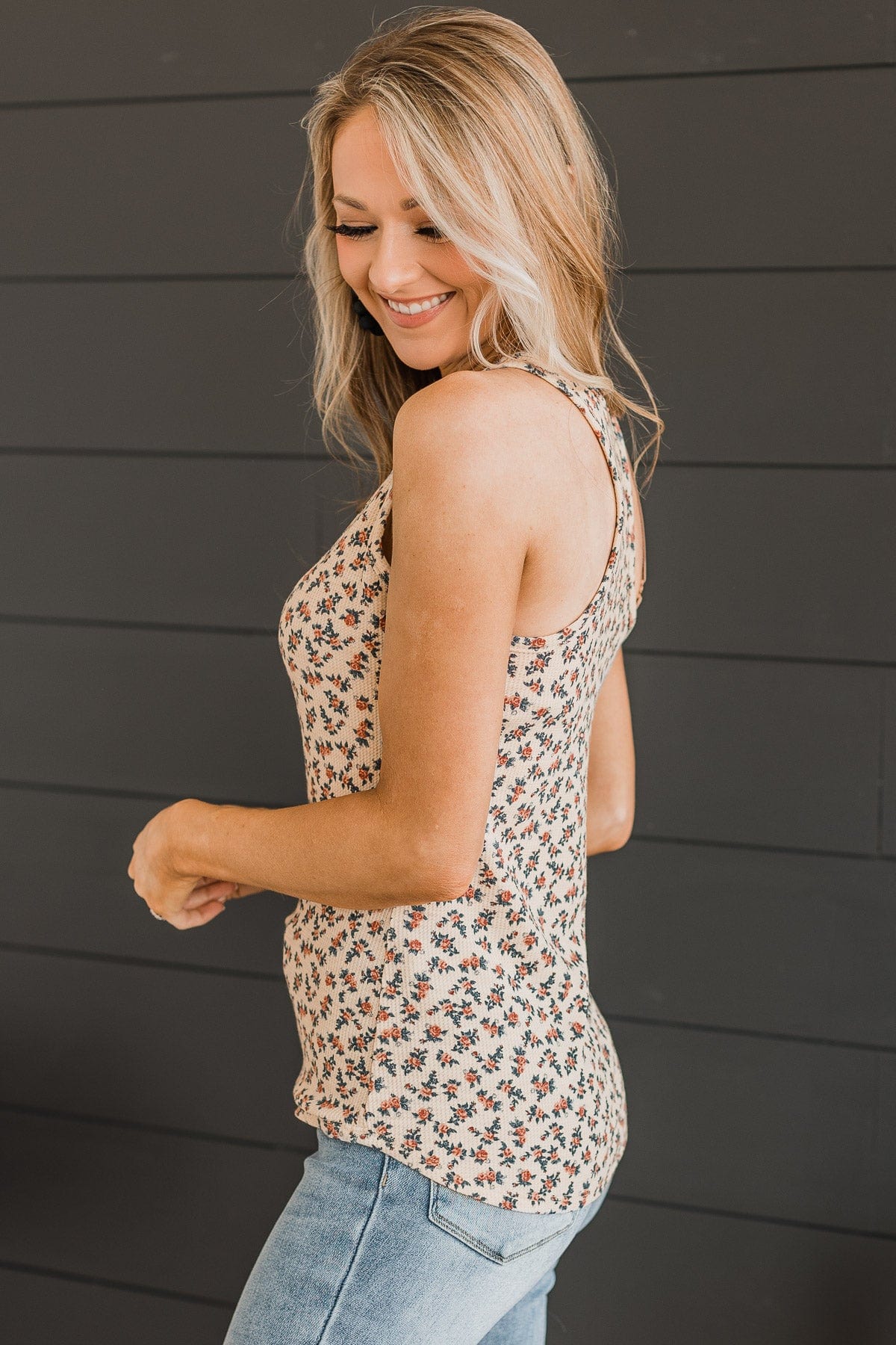 All Good Things Floral Tank Top- Oatmeal