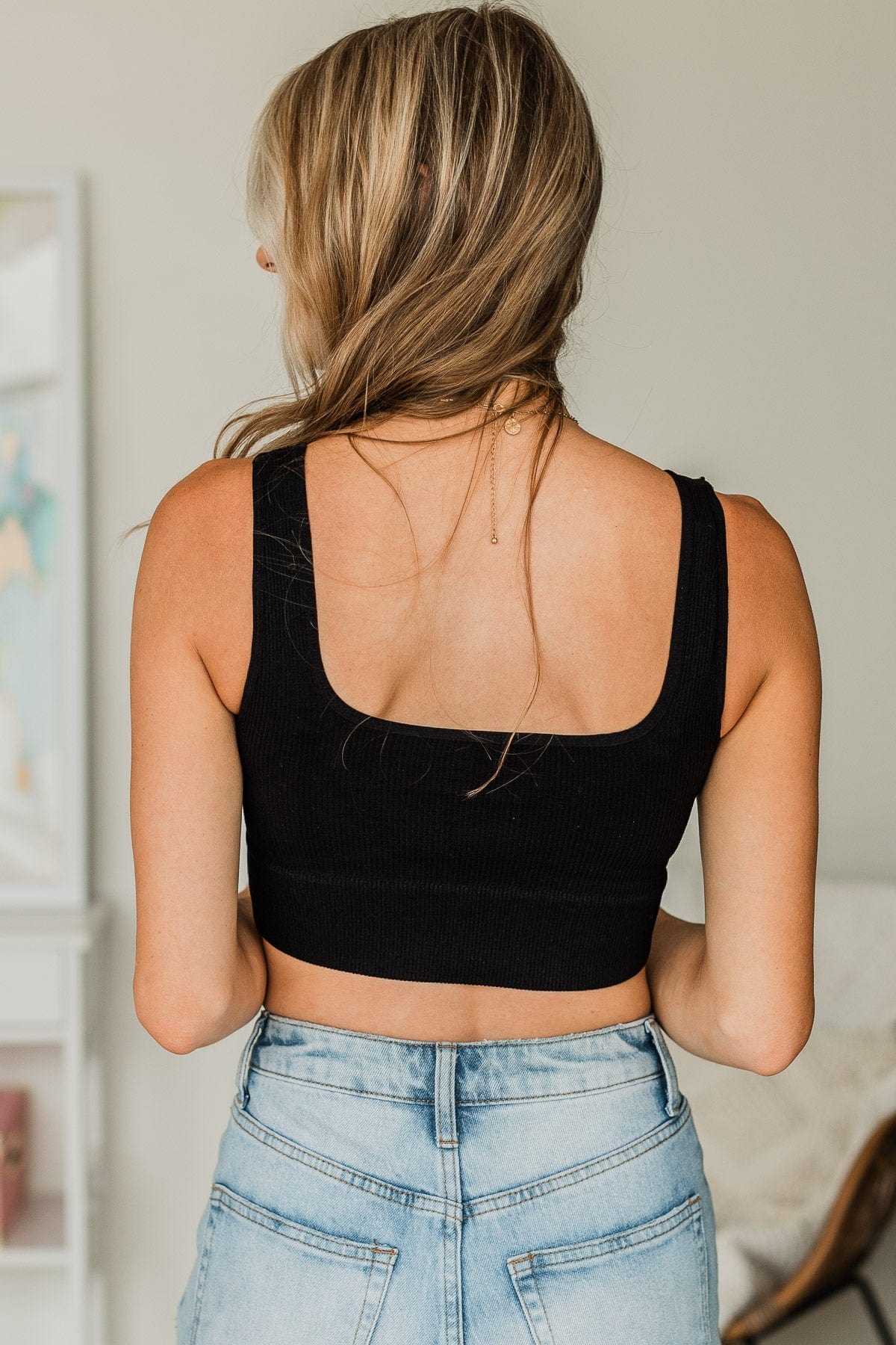 Simply Lovely Cropped Tank Top- Black