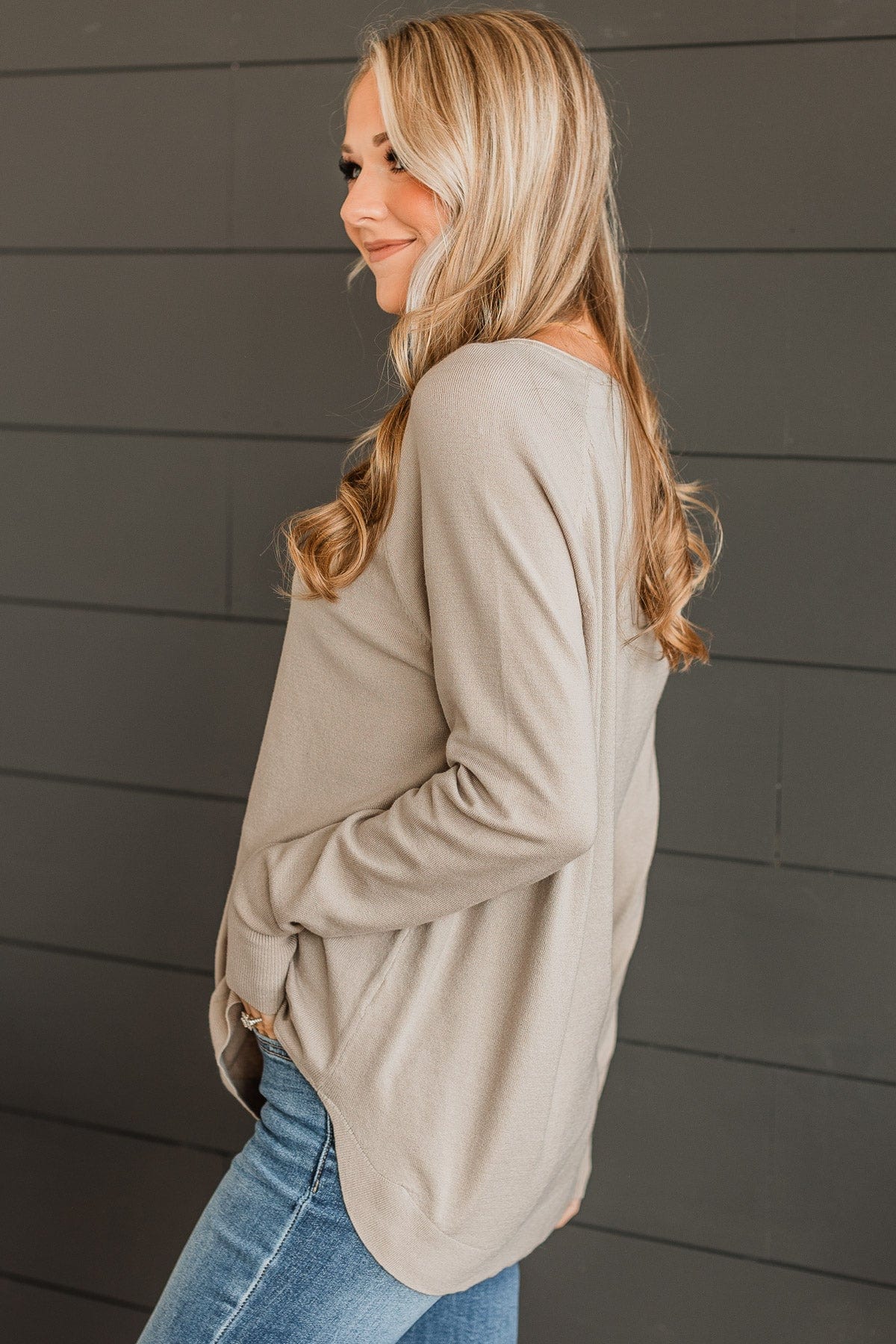 Butter Me Up Knit Sweater- Taupe