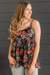Flirting With Fate Floral Tank Top- Black