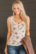 Friends For Life Floral Tank Top- Ivory & Brown