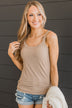 Pleasant Days Ribbed Knit Tank Top- Taupe