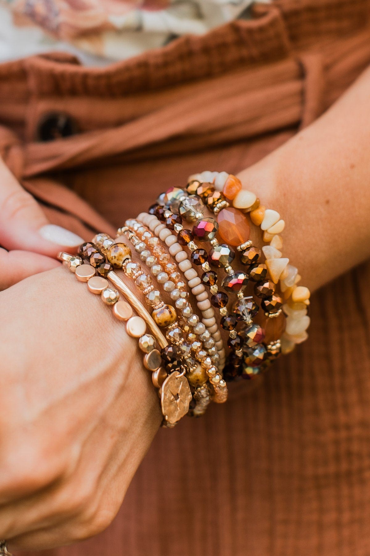 Made To Dazzle Bracelet Set- Brown