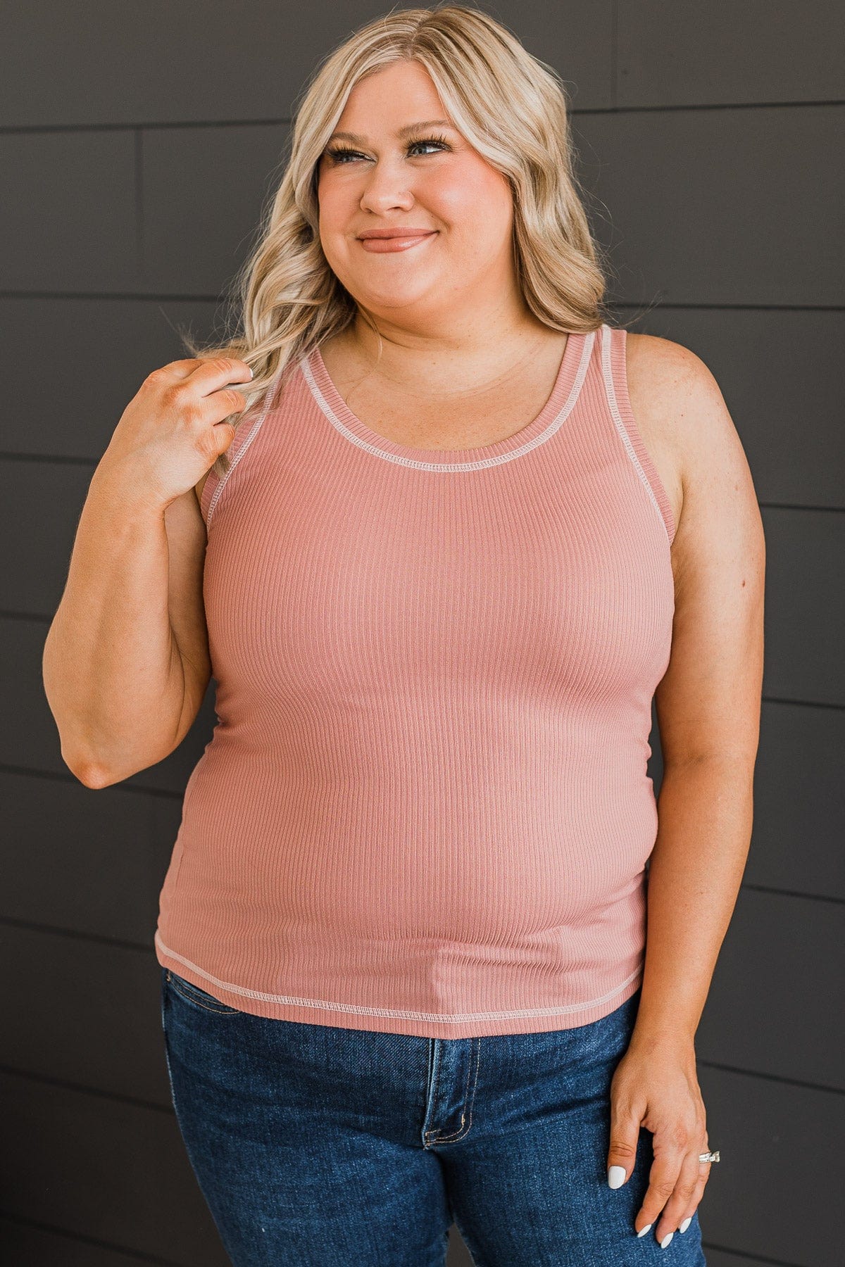 Good Attitude Ribbed Knit Tank Top- Mauve