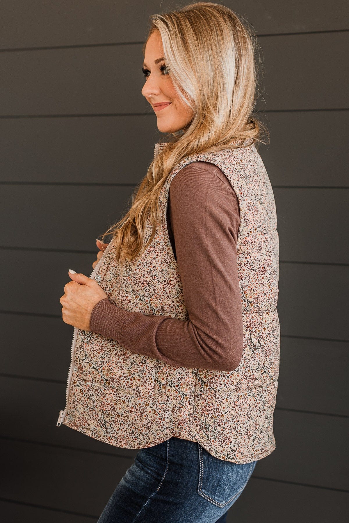 Women's Floral Puffer Vest