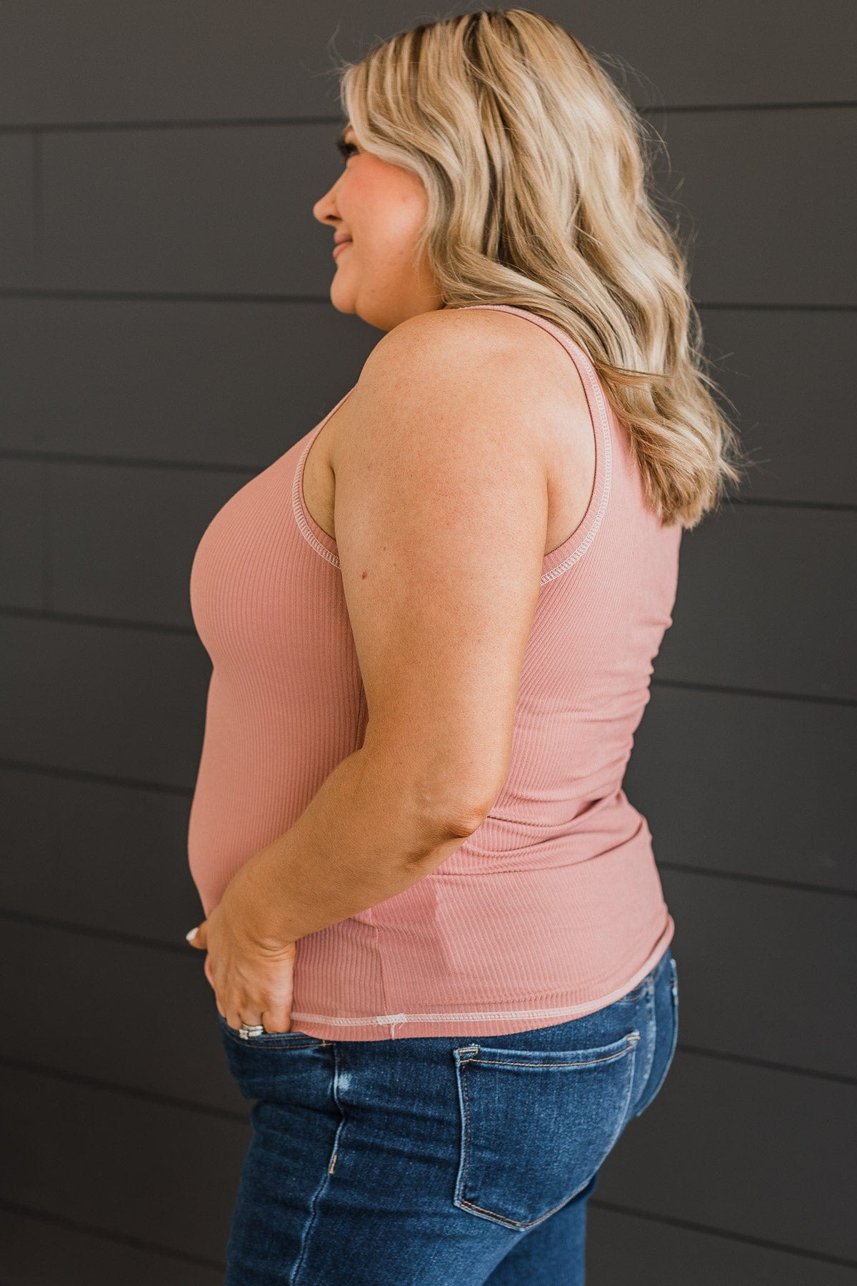 Good Attitude Ribbed Knit Tank Top- Mauve