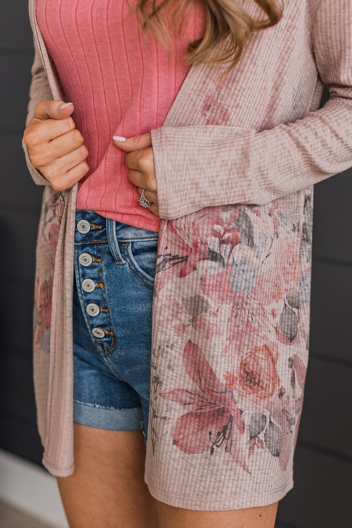 Happiness Guaranteed Floral Knit Cardigan- Light Mocha