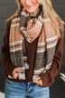 Sweet As Pie Knit Oblong Scarf- Brown & Camel
