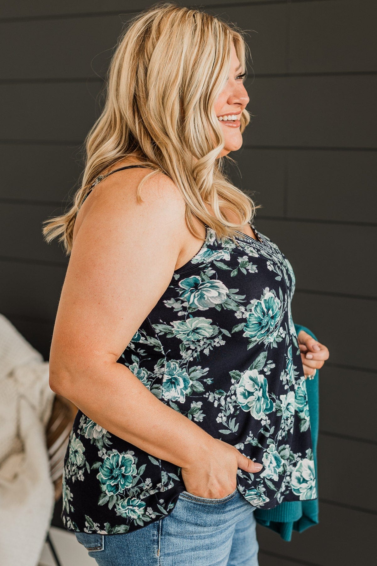 Exceptional Style Floral Tank Top- Navy & Teal