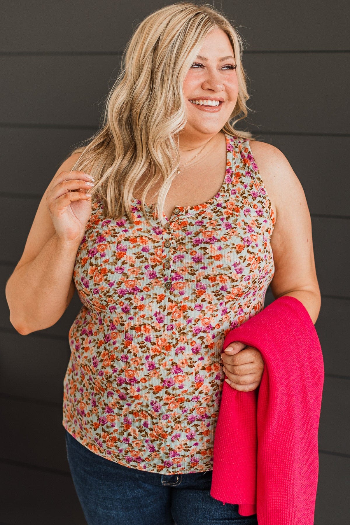 Love Out Loud Floral Tank Top- Sage
