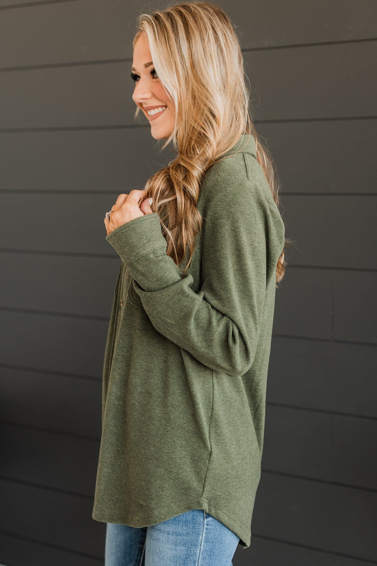 Thread & Supply Free Falling Shirt Jacket- Olive