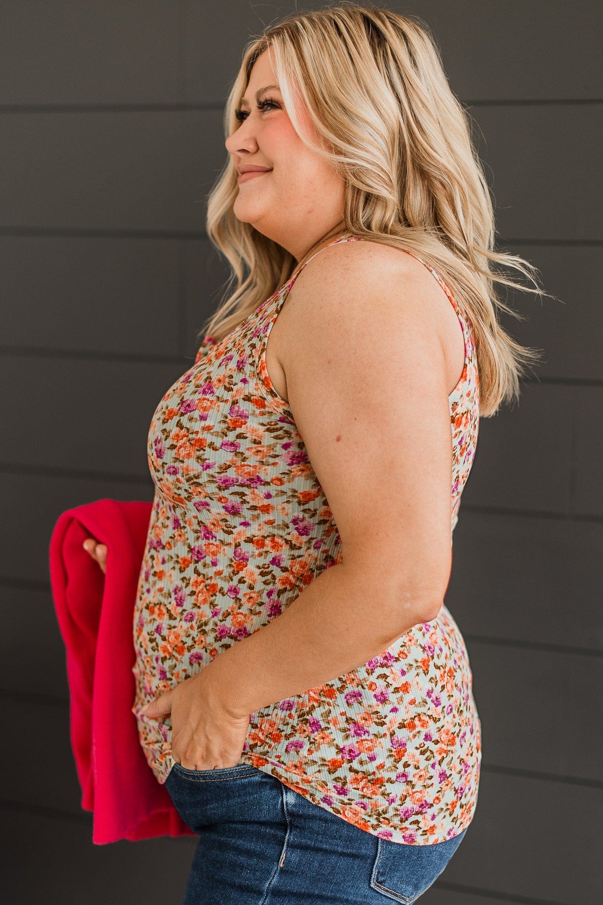 Love Out Loud Floral Tank Top- Sage