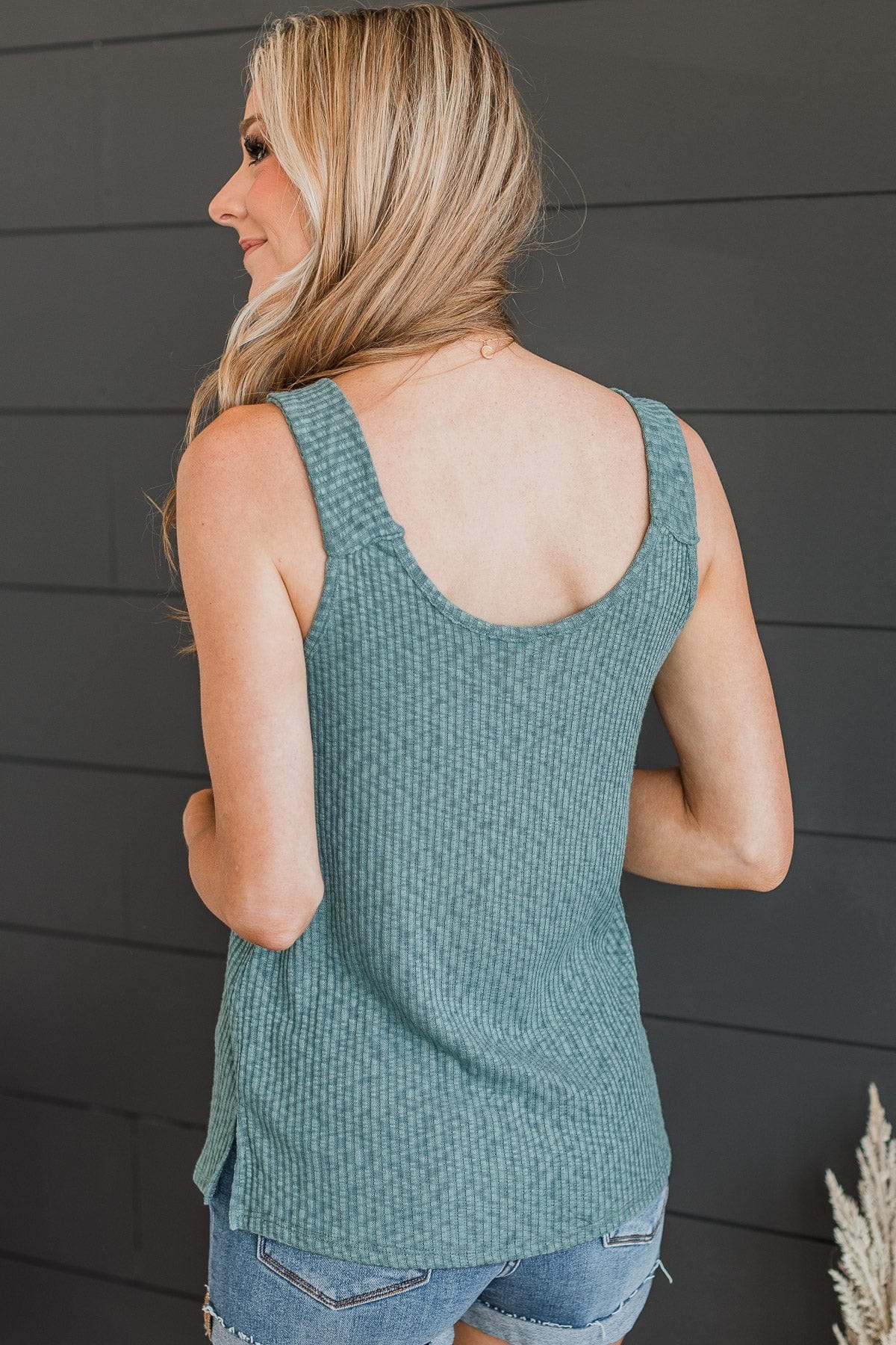 Everyday Crush Knit Tank Top- Dusty Teal