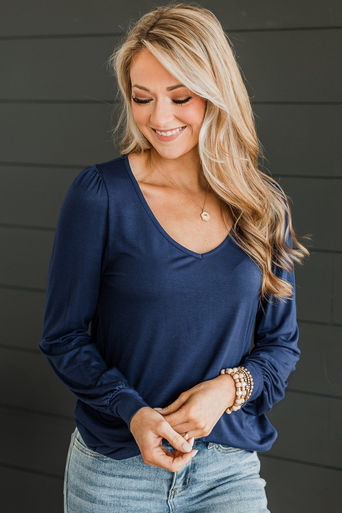 Fresh Perspective Knit Top- Navy