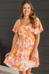 Feel Like Dancing Floral Dress- Ivory & Orange