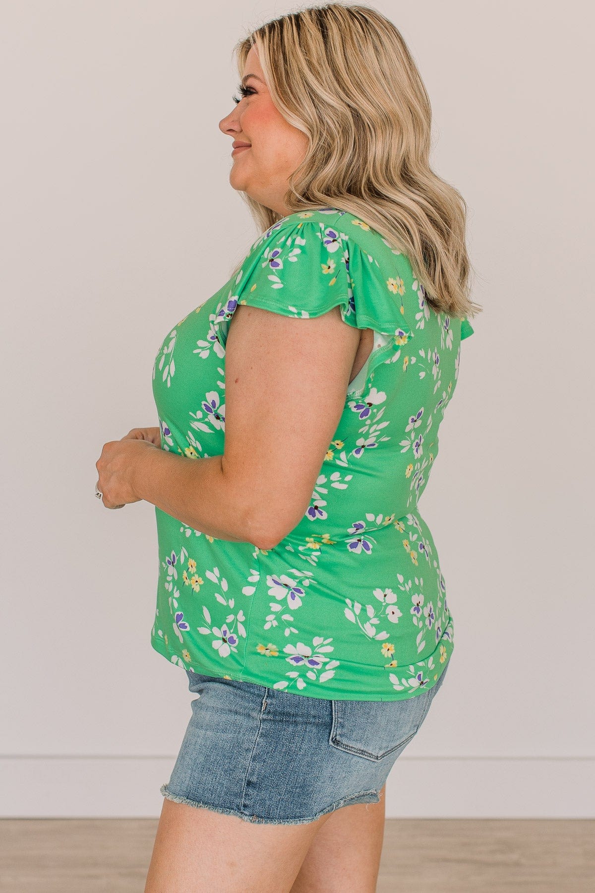 Wishful Heart Floral Top- Green