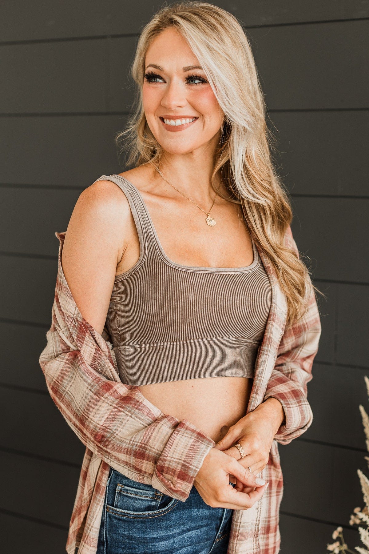 Irresistible Charm Cropped Tank Top- Mocha