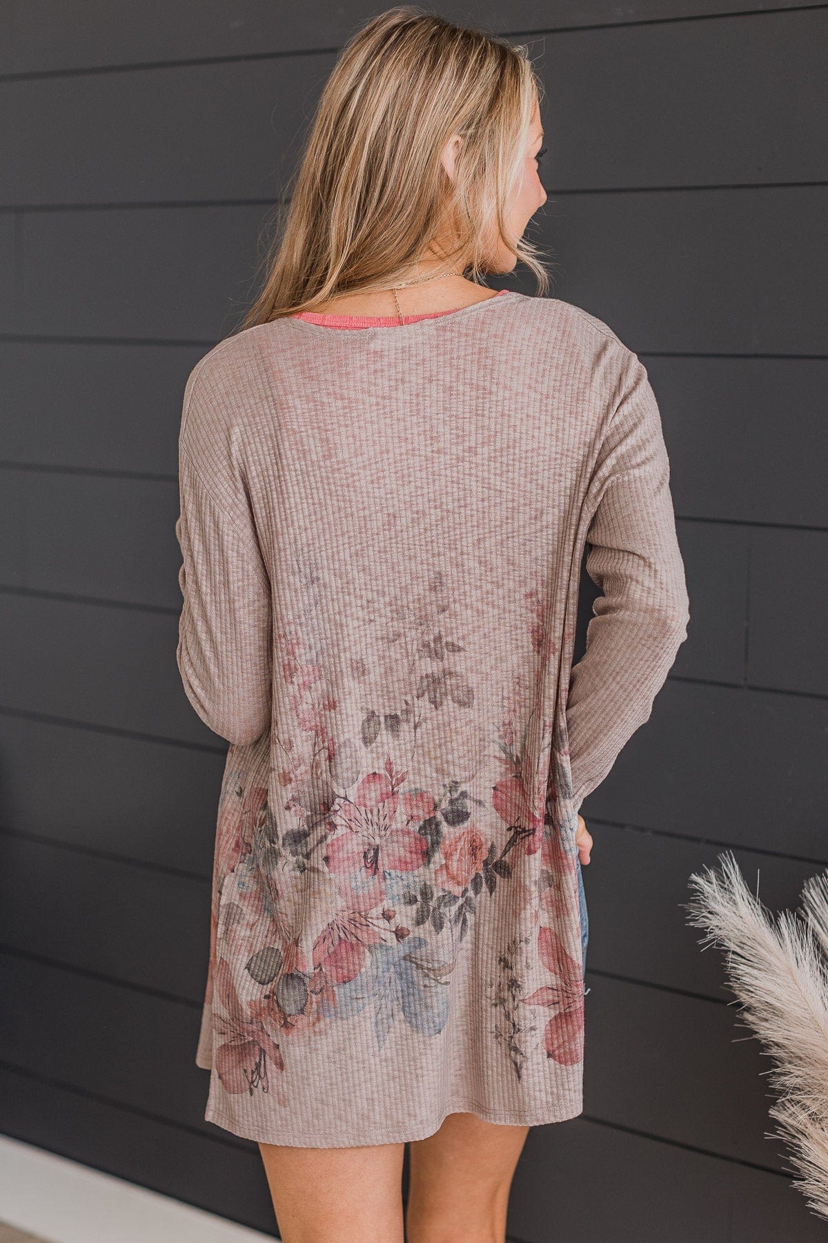 Happiness Guaranteed Floral Knit Cardigan- Light Mocha
