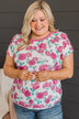 Smell The Roses Floral Top- Ivory & Fuchsia