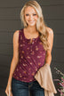 Friends For Life Floral Tank Top- Plum