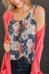 Meant To Be Together Floral Tank Top- Navy