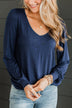 Fresh Perspective Knit Top- Navy