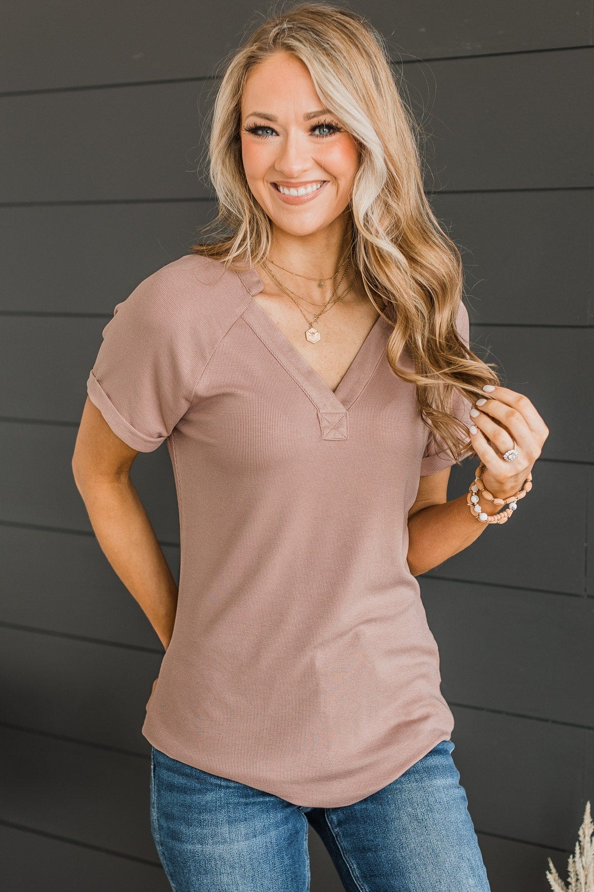 Meant To Be Adored Knit Top- Dusty Mauve