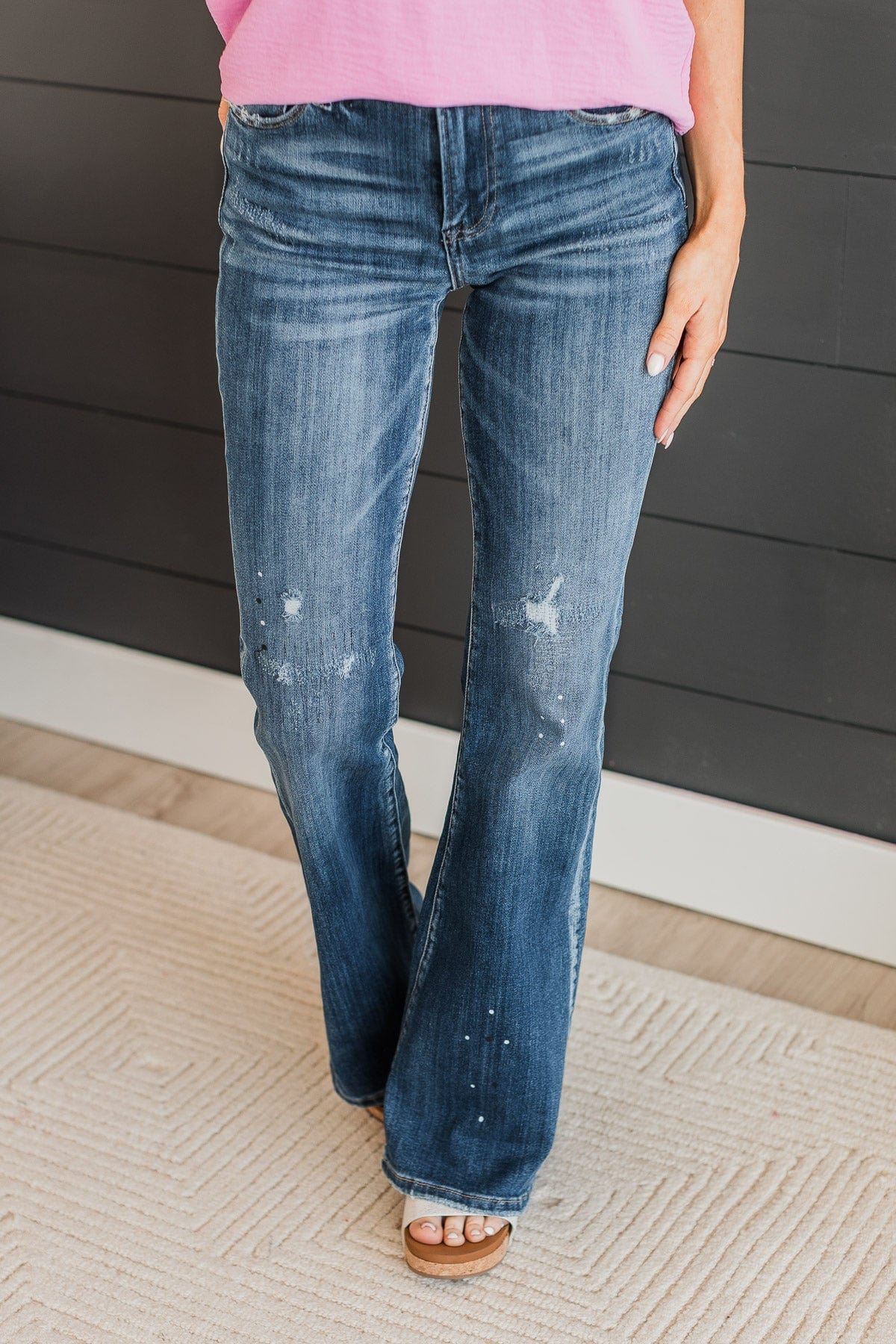 Risen High-Rise Flare Jeans- Shana Wash