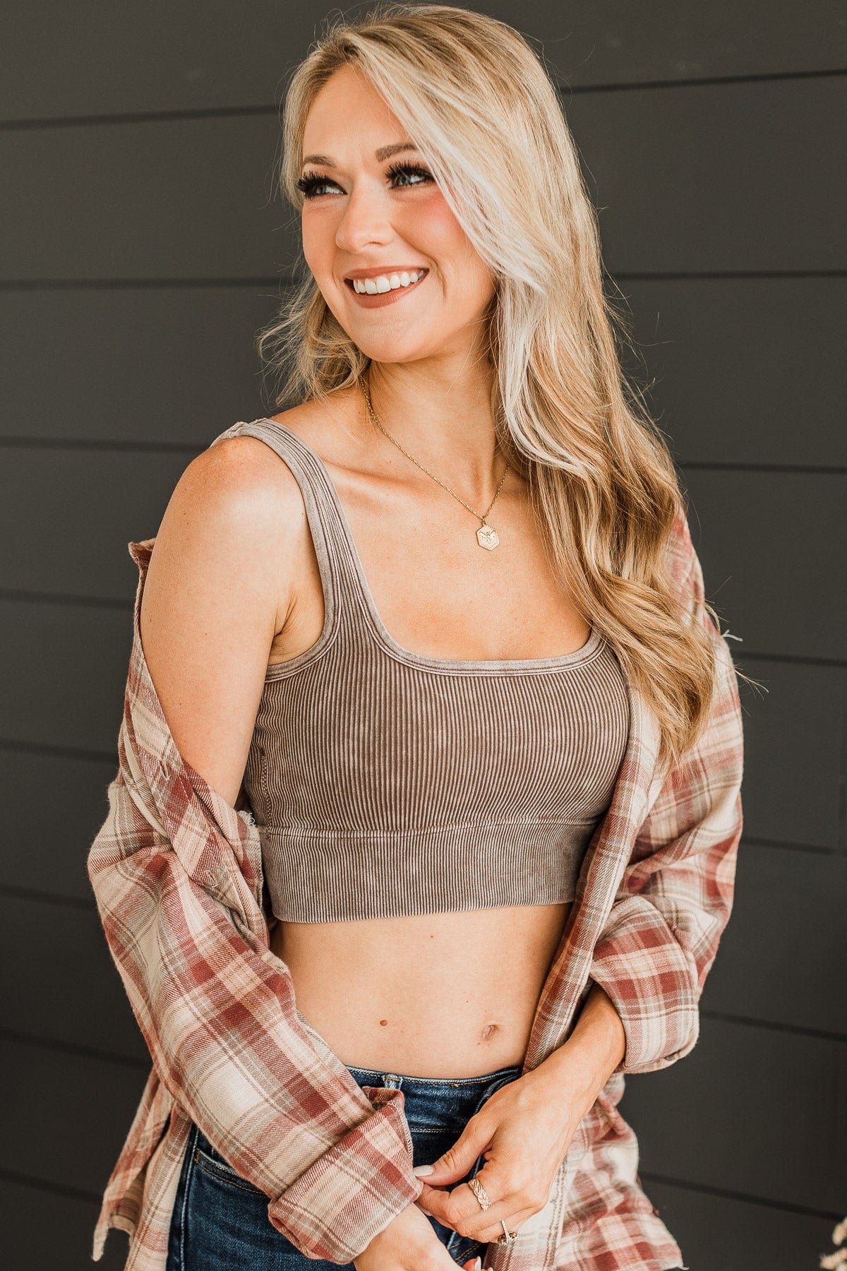 Irresistible Charm Cropped Tank Top- Mocha