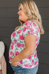 Smell The Roses Floral Top- Ivory & Fuchsia