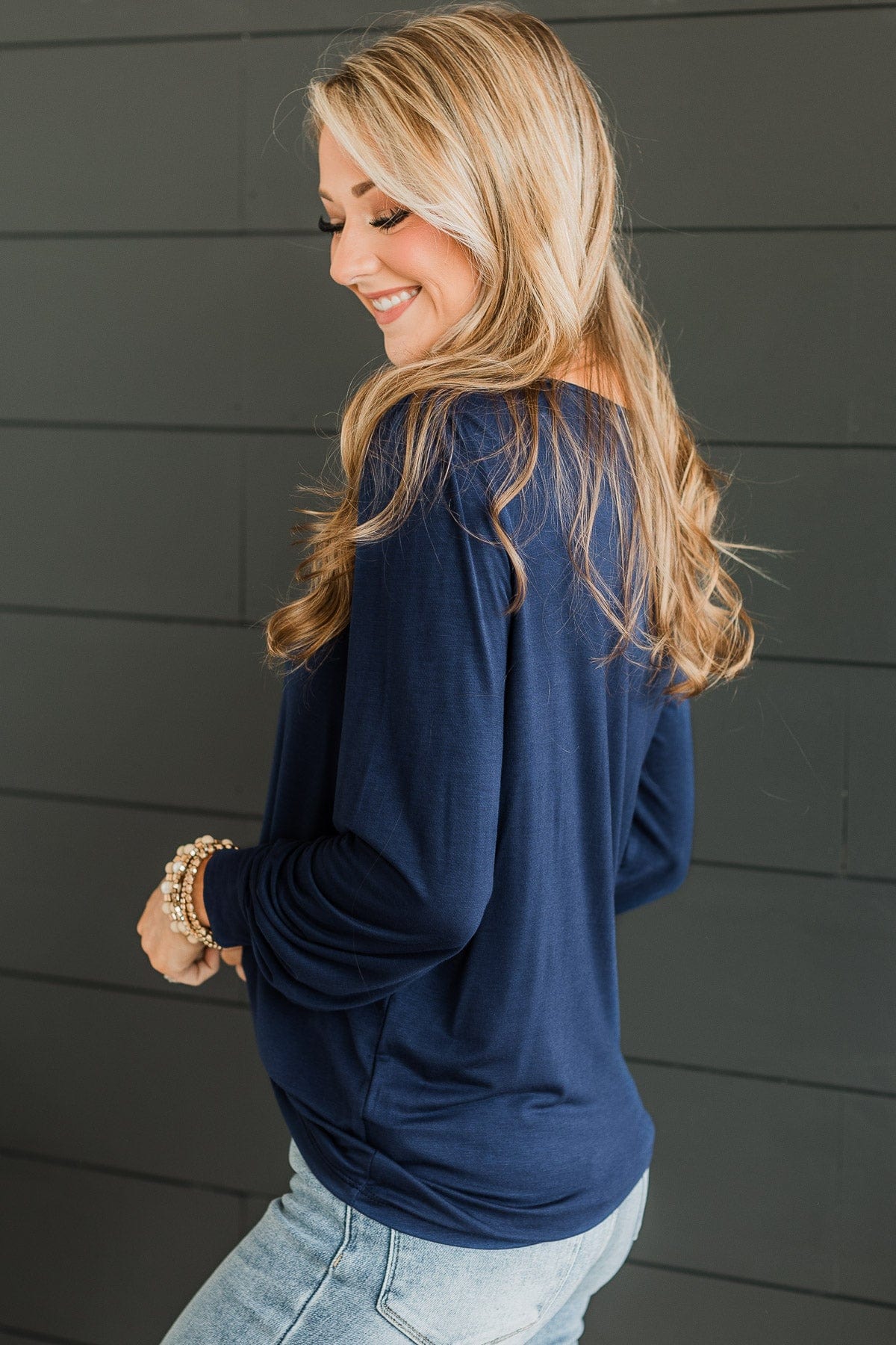 Fresh Perspective Knit Top- Navy
