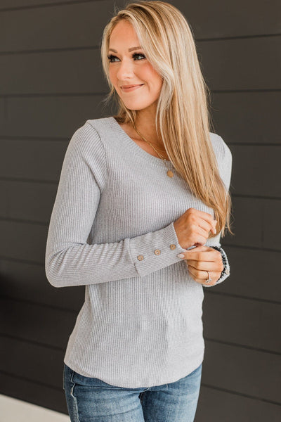 Dreams Of Forever Ribbed Top- Heather Grey – The Pulse Boutique