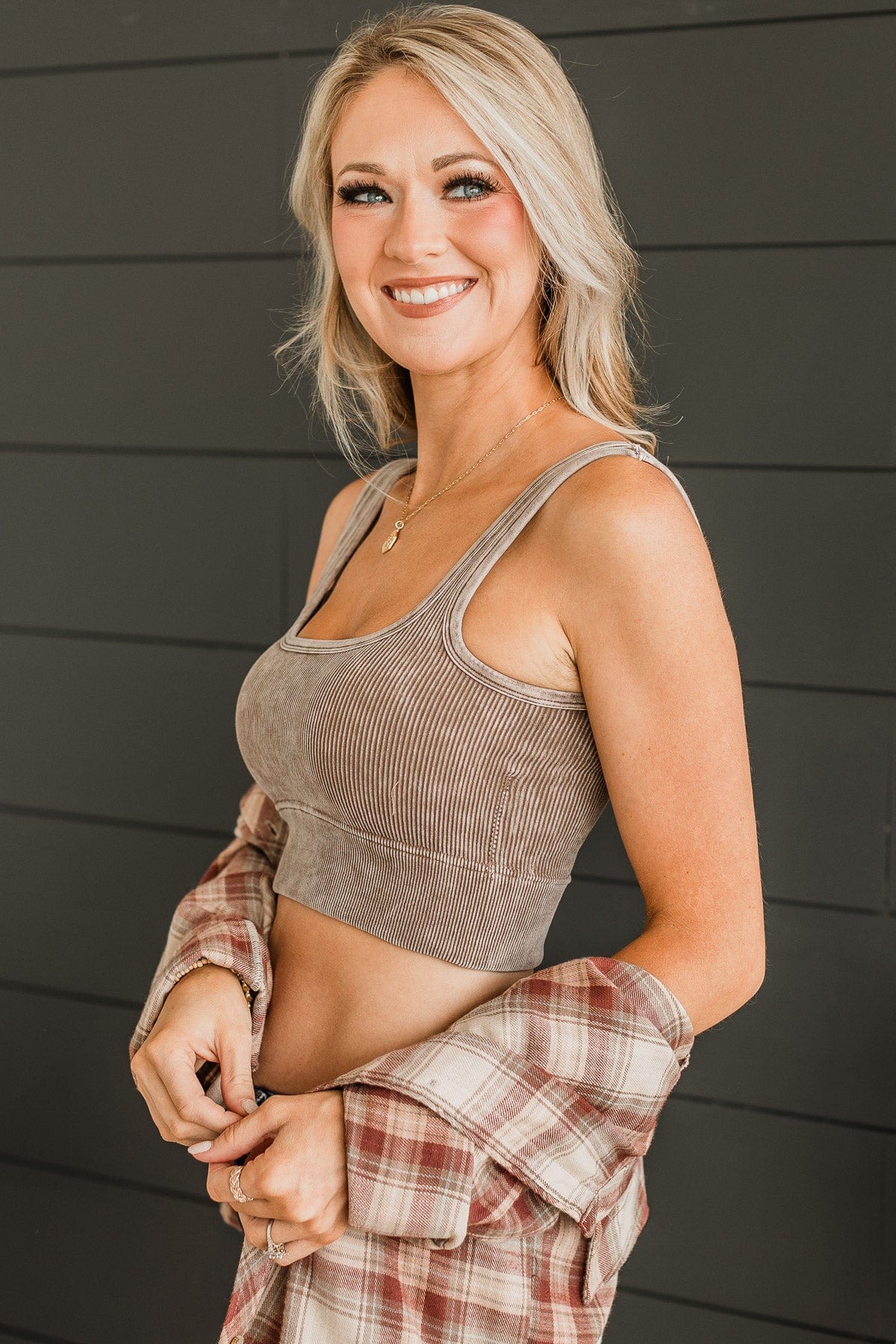 Irresistible Charm Cropped Tank Top- Mocha