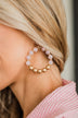 Elegant Beauty Beaded Hoop Earrings- Pink