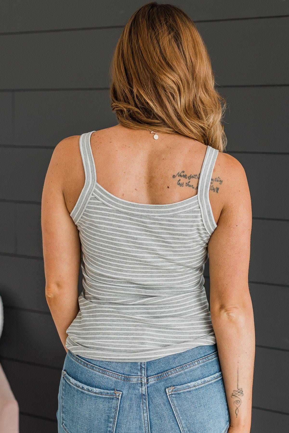 Kind Ways Striped Tank Top- Heather Grey