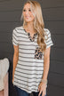 Cut To The Chase Striped Top- Ivory