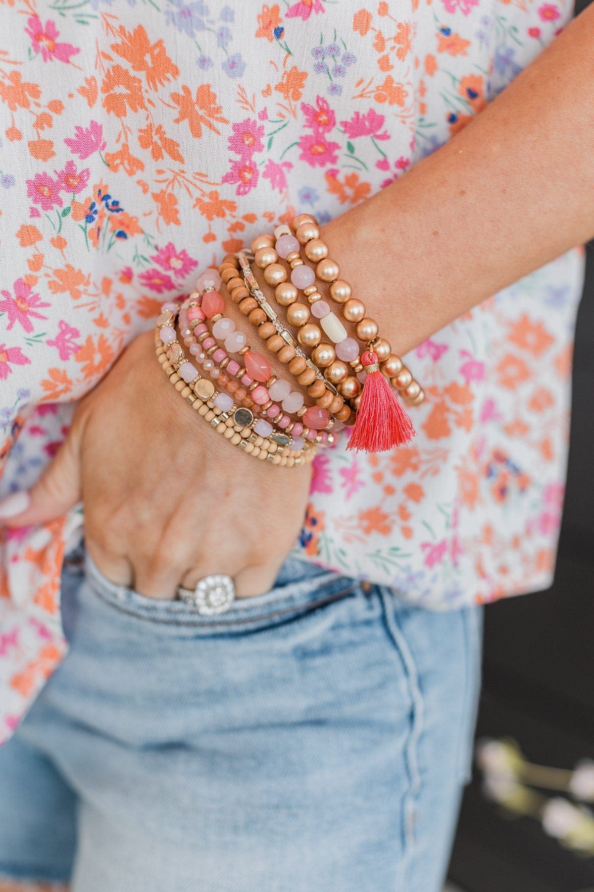 Pretty On Point Bracelet Set- Pink