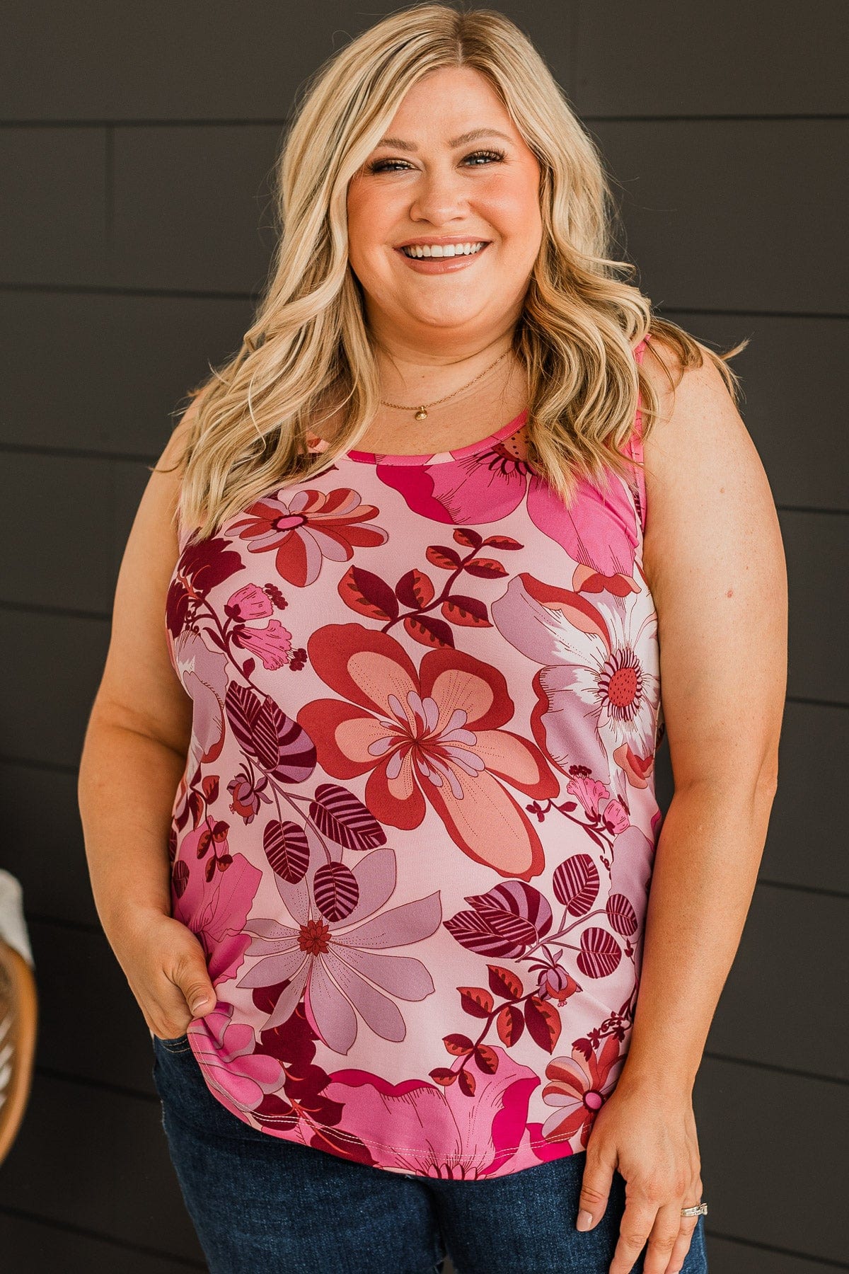 Inspire Me Floral Tank Top- Blush