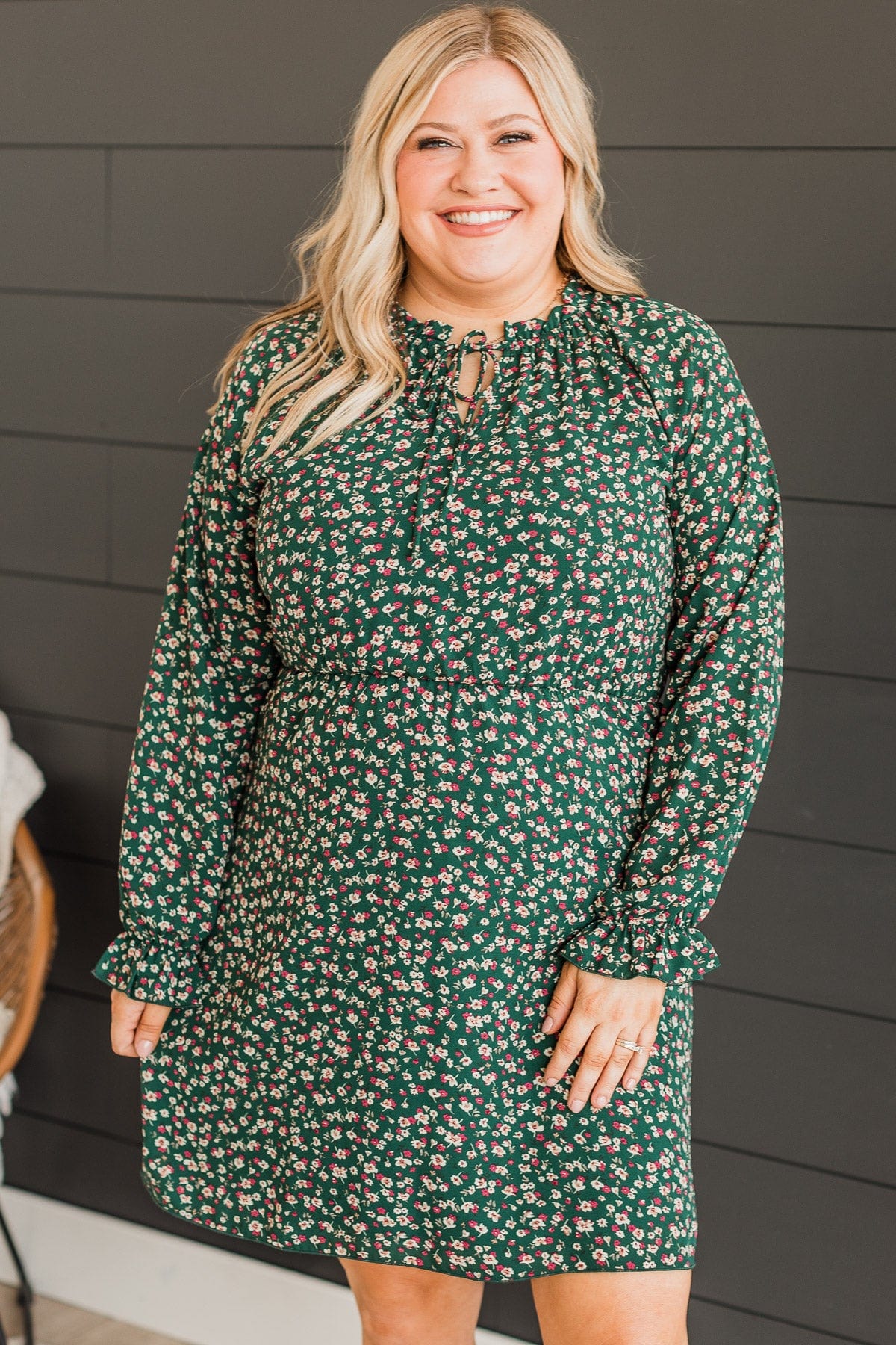 Wonderful Weekend Floral Dress- Hunter Green