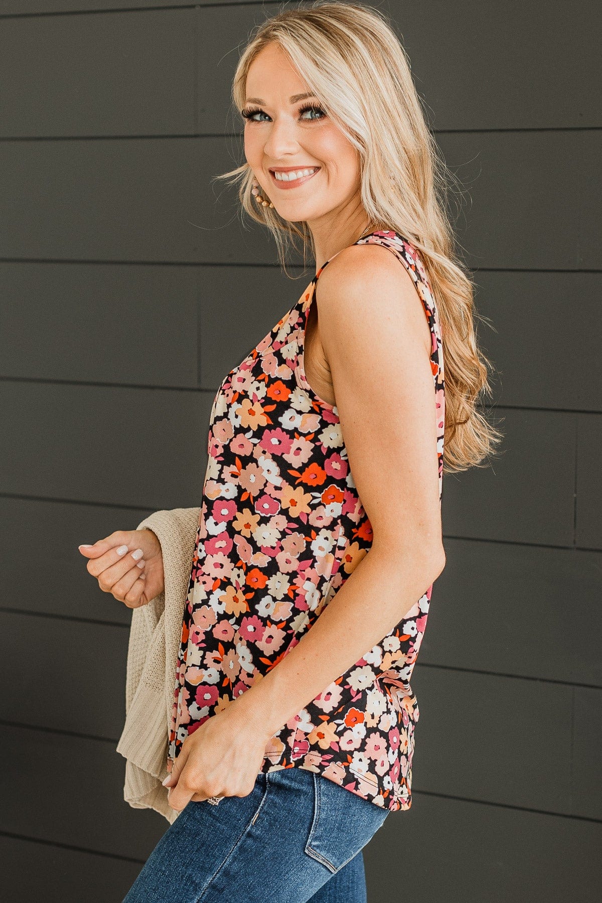 Couldn't Be Happier Tank Top- Black