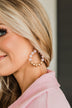 Elegant Beauty Beaded Hoop Earrings- Pink