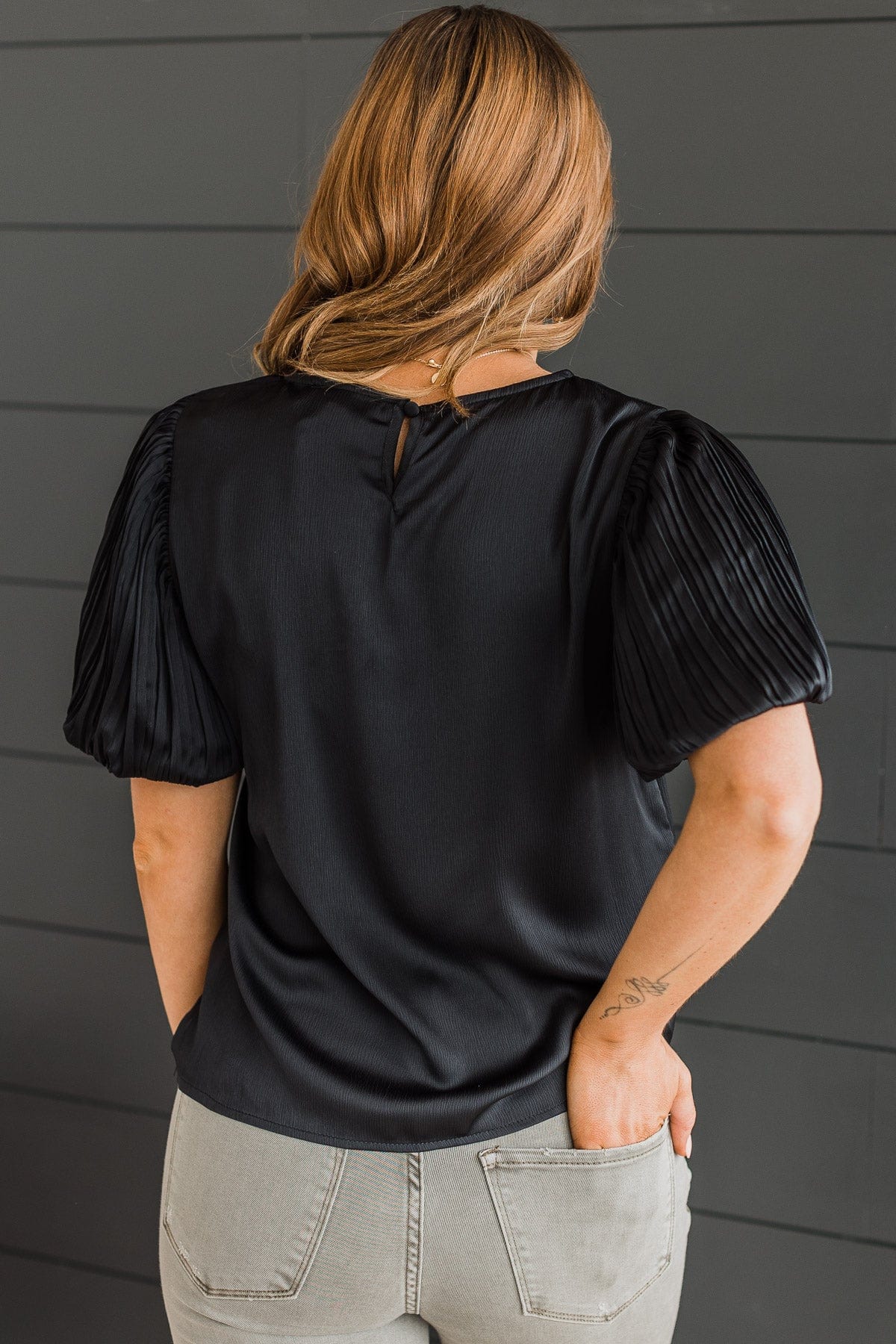 Like A Melody Puff Sleeve Top- Black