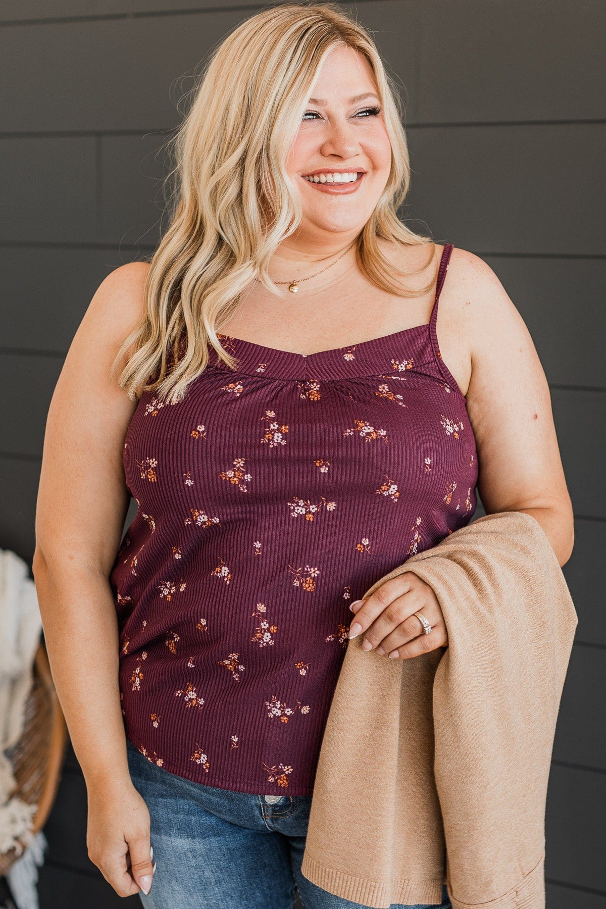 Hopelessly Yours Floral Tank Top- Plum